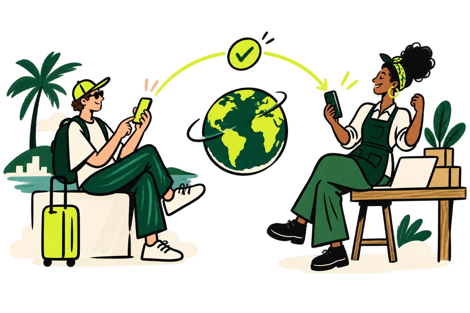 An overseas client paying a business across borders